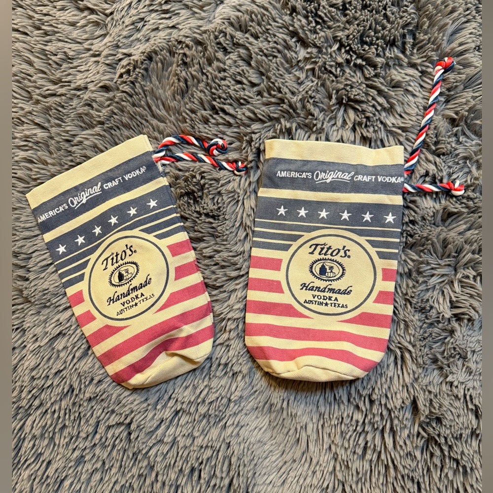 Two Tito's Vodka Canvas Bottle Storage Bags